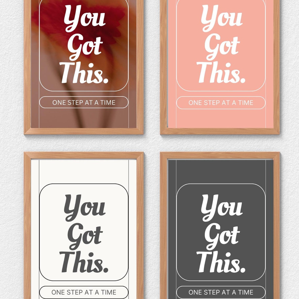 You Got This One Step At A Time Minimalist Taupe Quote Poster - Image 3