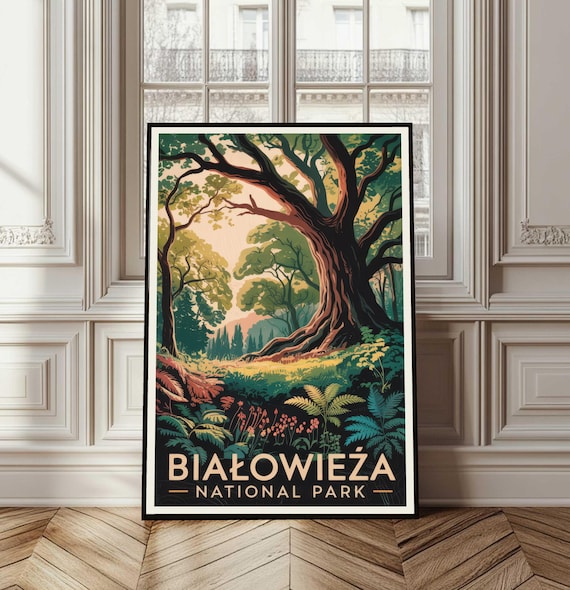 Bialowieza National Park Vintage Travel Ancient Forest Oak Poster