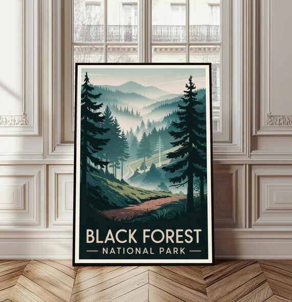 Black Forest National Park Vintage Misty Mountains Travel Poster