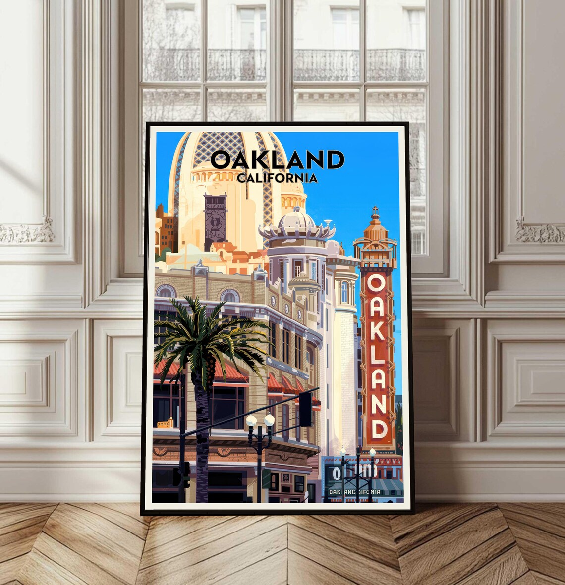 Oakland California Vintage Historic Theater District Travel Poster