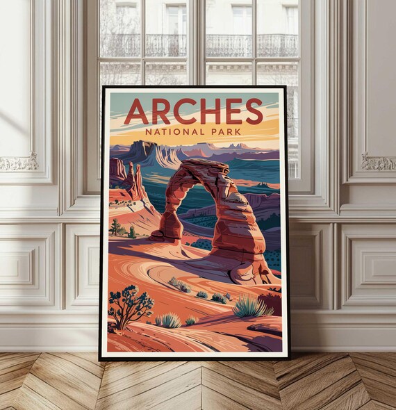 Arches National Park Vintage Travel Poster Delicate Arch View