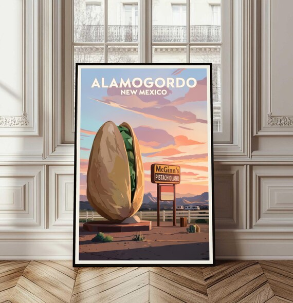 Alamogordo New Mexico Giant Pistachio Roadside Vintage Travel Poster