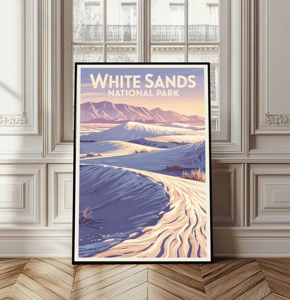 White Sands National Park Sunset Gypsum Dunes New Mexico Travel Poster