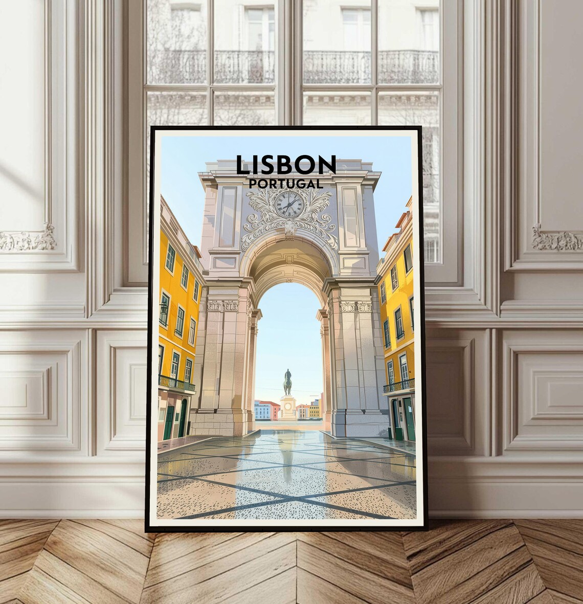 Lisbon Portugal Rua Augusta Arch Vintage Travel Landmark Poster