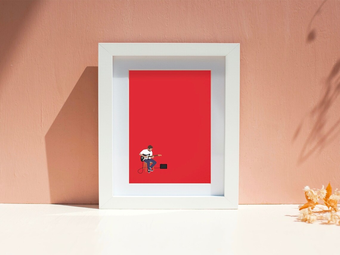 Guitar Player Minimal Modern Music Art Print - Image 2