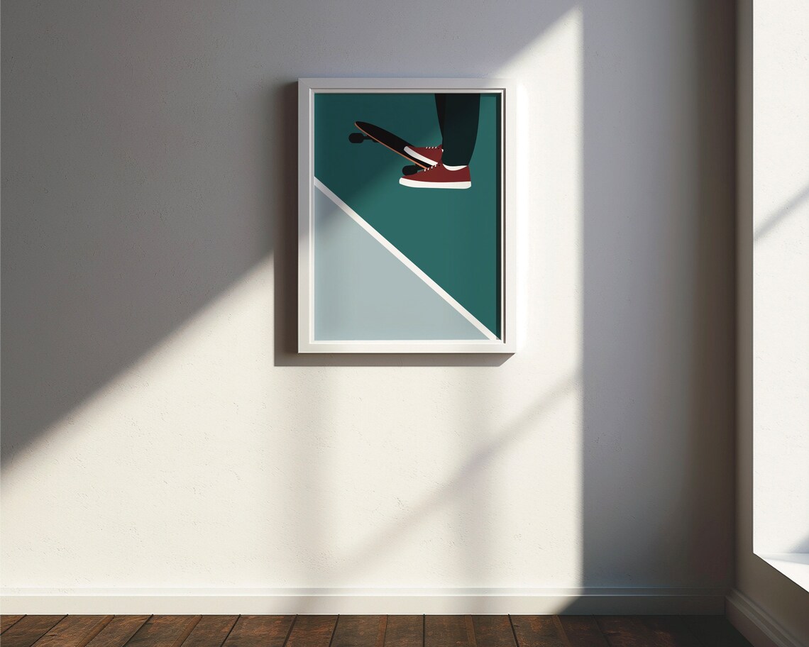 Skateboarder Scene Minimal Sport Wall Art Print - Image 4