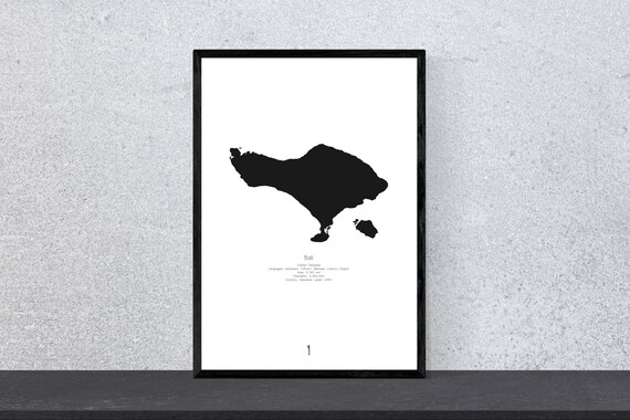 Bali Country Poster Art Print Poster Minimal Modern Wall Art Vacation Travel Black And White Map Map Din A4 Pop Art