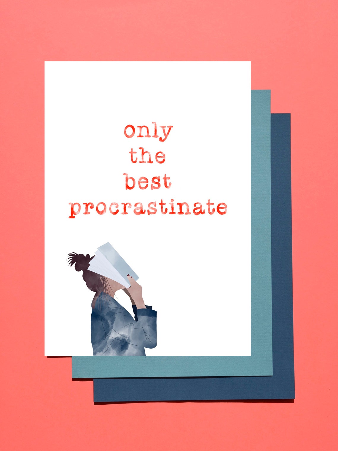 Only The Best Procrastinate Funny Red Typewriter Quote Poster - Image 4