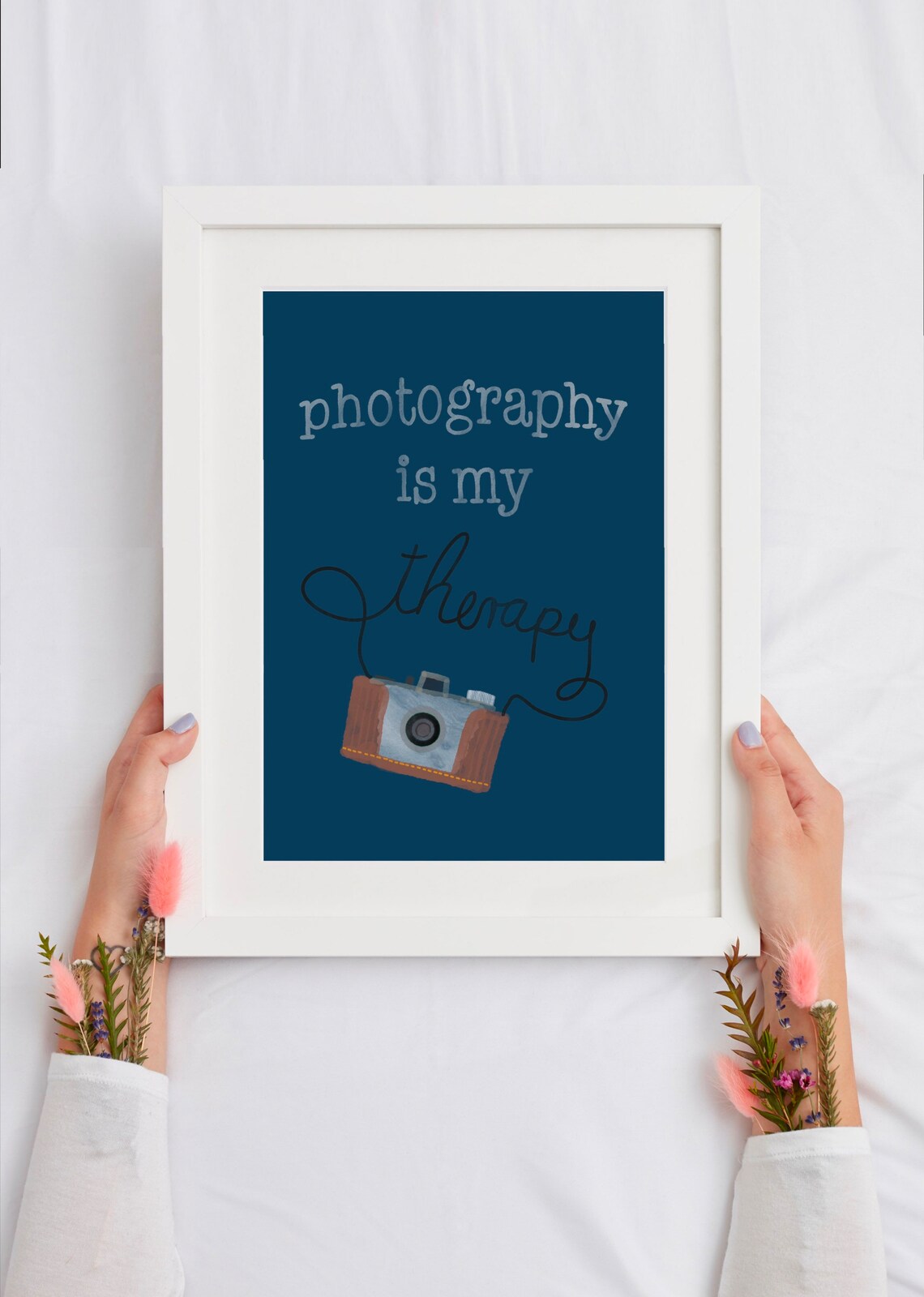 Photography Is My Therapy Camera Lover Gift Quote Art Poster - Image 3