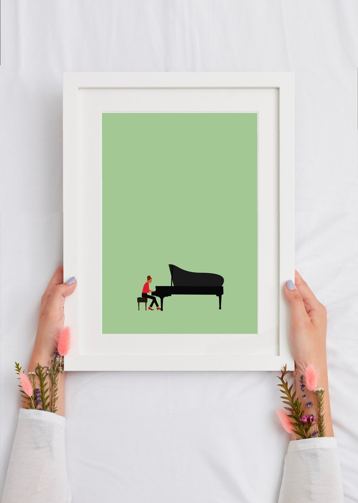 Grand Piano Player Poster, Minimal Modern Art Print - Image 4