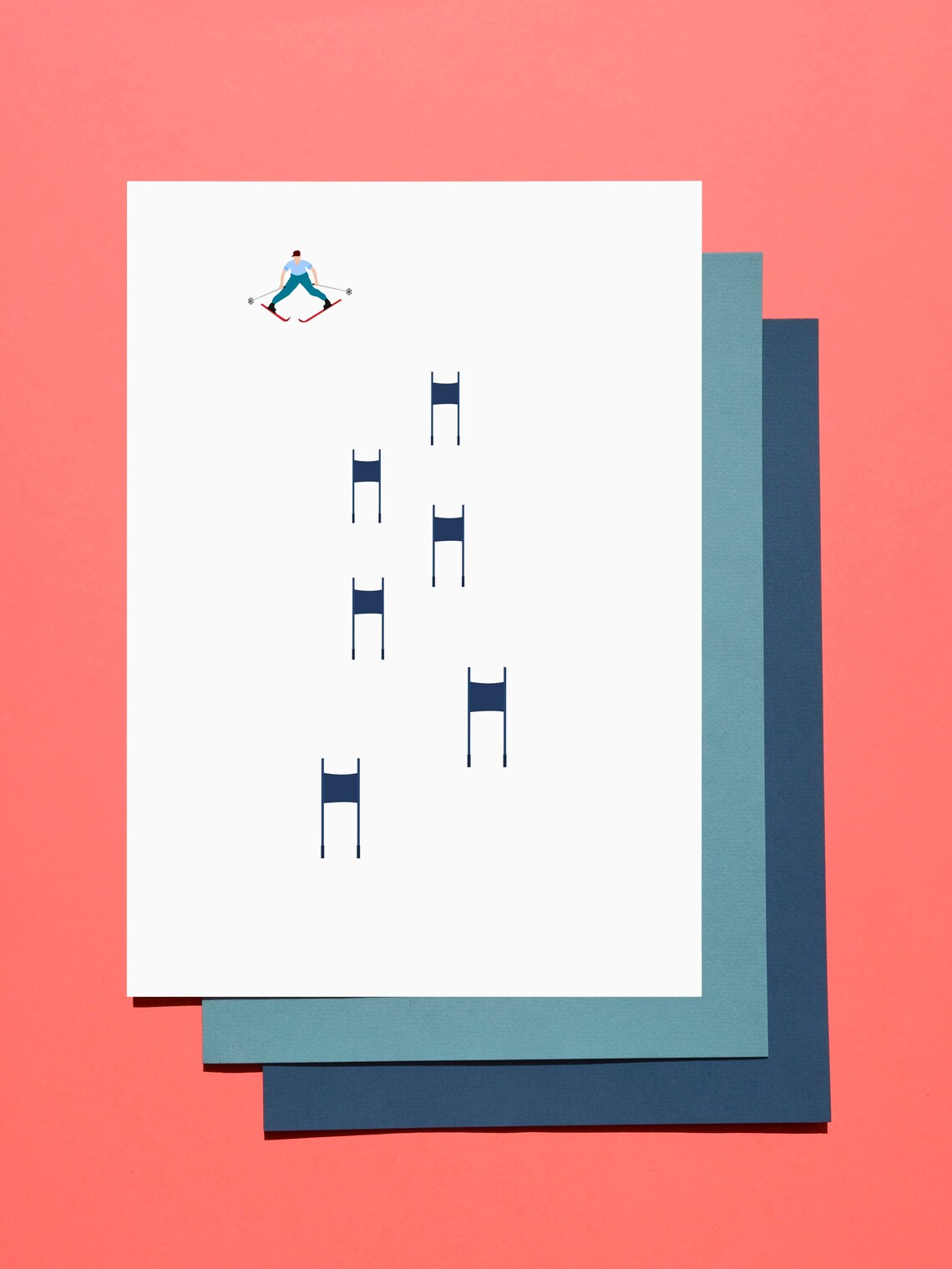 Skier Slalom Poster, Minimal Modern Sports Art Print - Image 2
