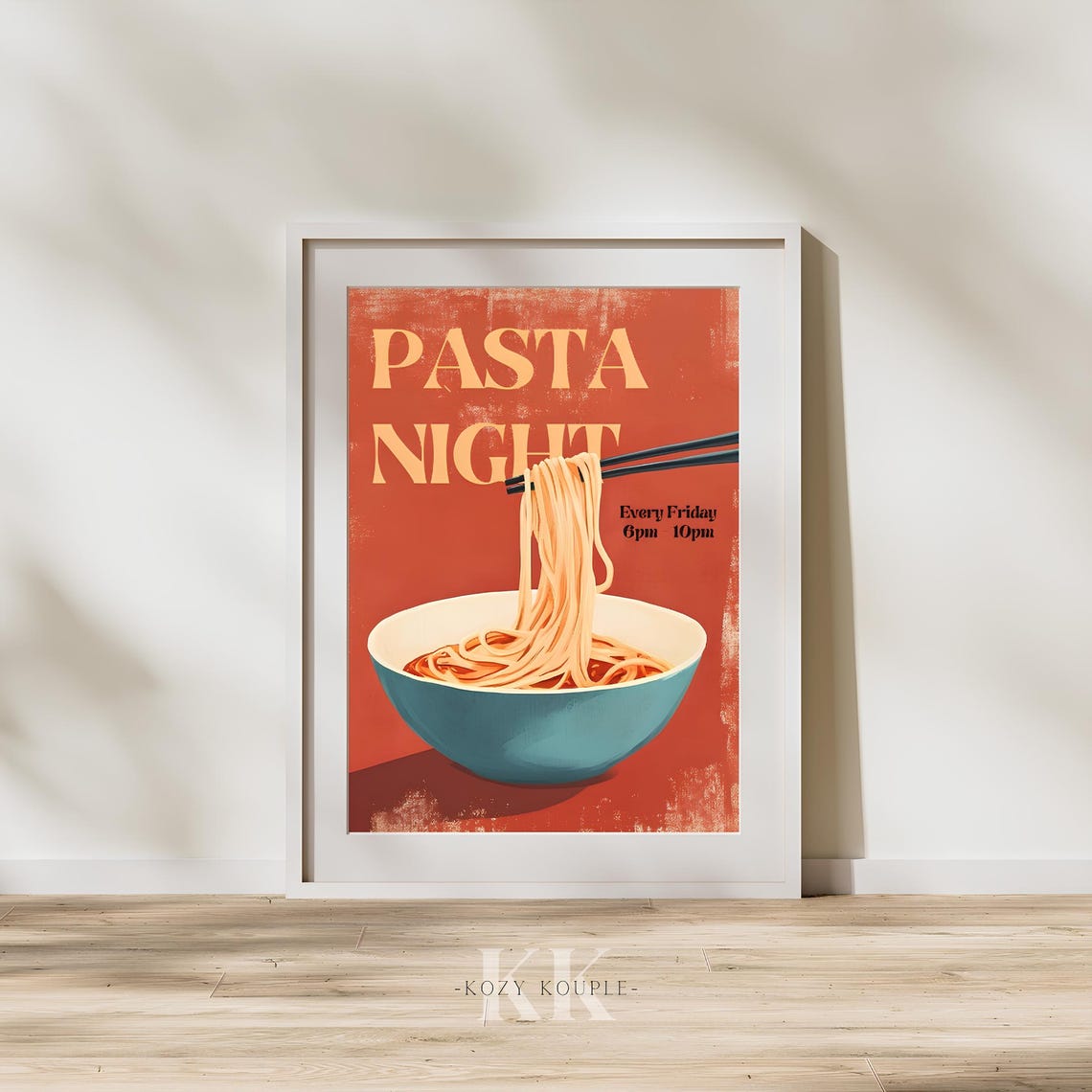 Pasta Night Every Friday Evening Retro Spaghetti Kitchen Poster - Image 2