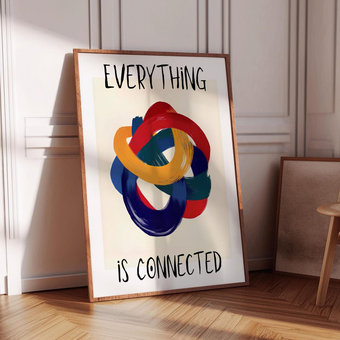 Everything Is Connected Colorful Abstract Rings Quote Wall Art