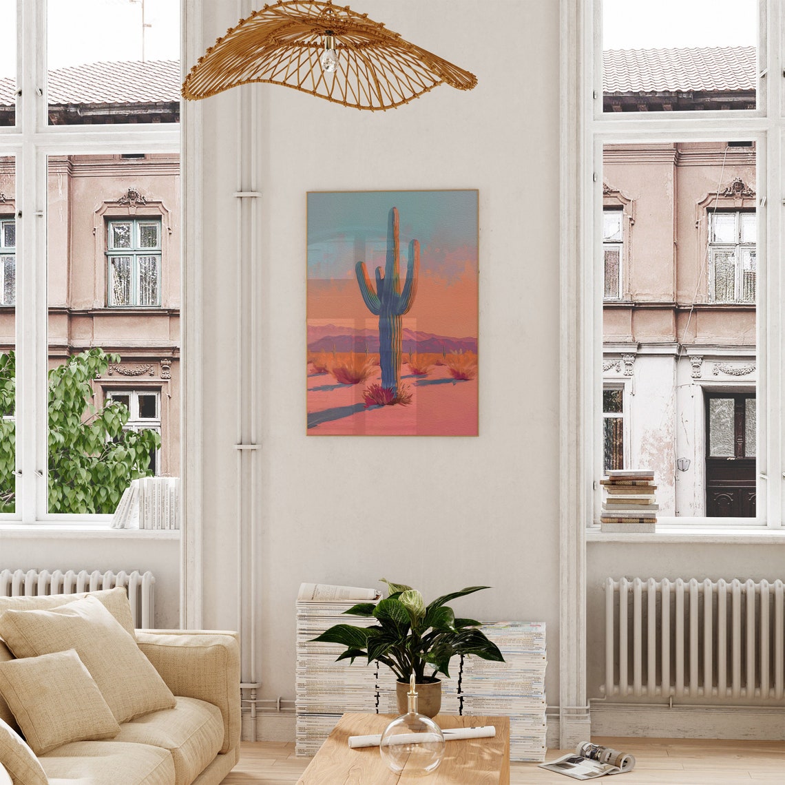 Saguaro Cactus Desert Sunset Southwest Painting Decor Poster - Image 3