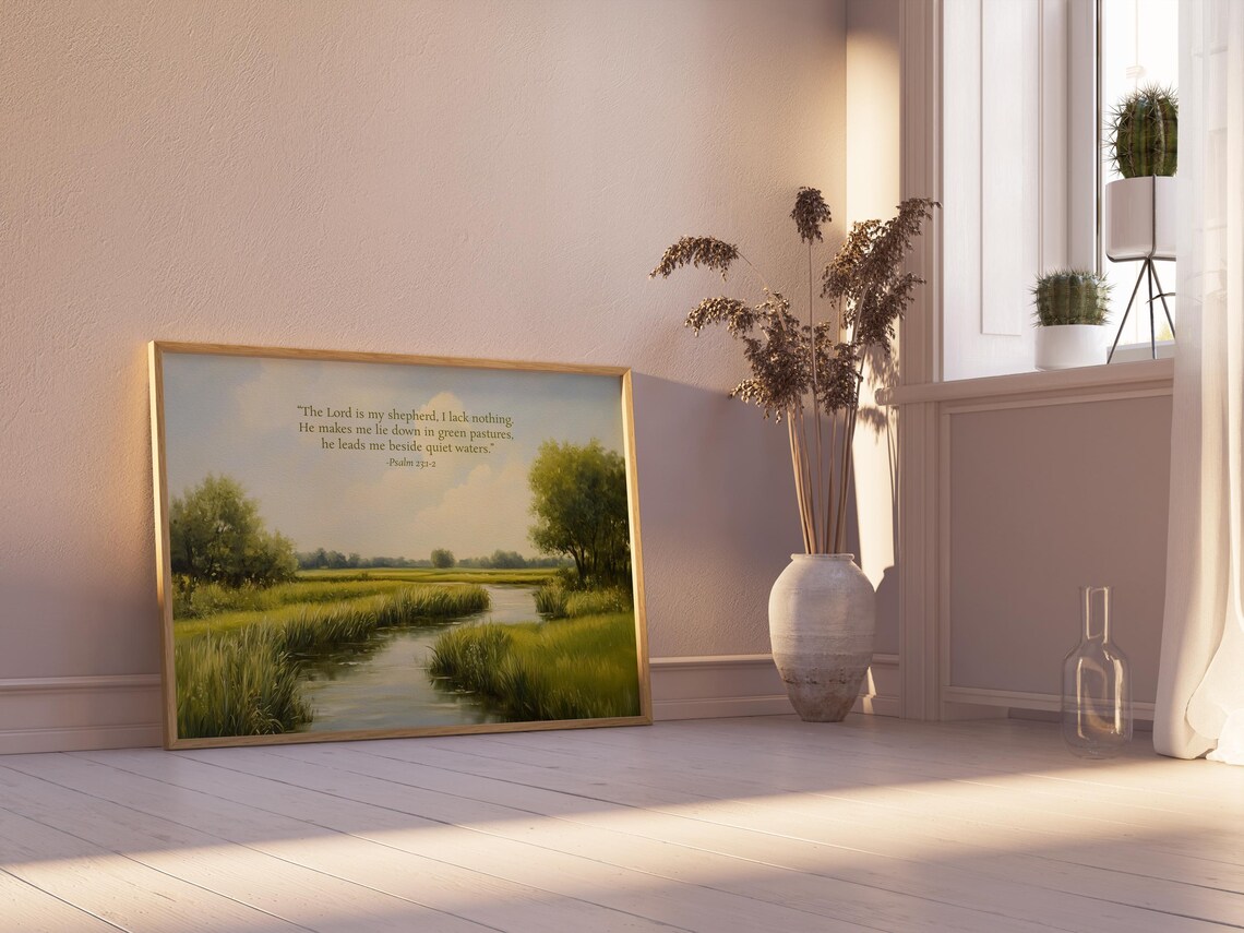 Psalm 231 2 Encouraging Christian Wall Art Vinatge Bible Verse Poster Print Scripture Home Decor Wall Art - Image 4