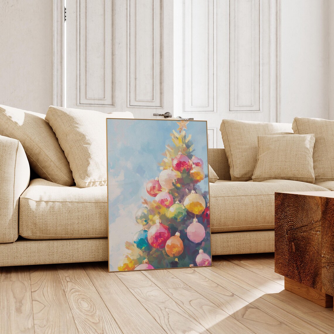 Christmas Tree Ornaments Pastel Painting Art Print - Image 3