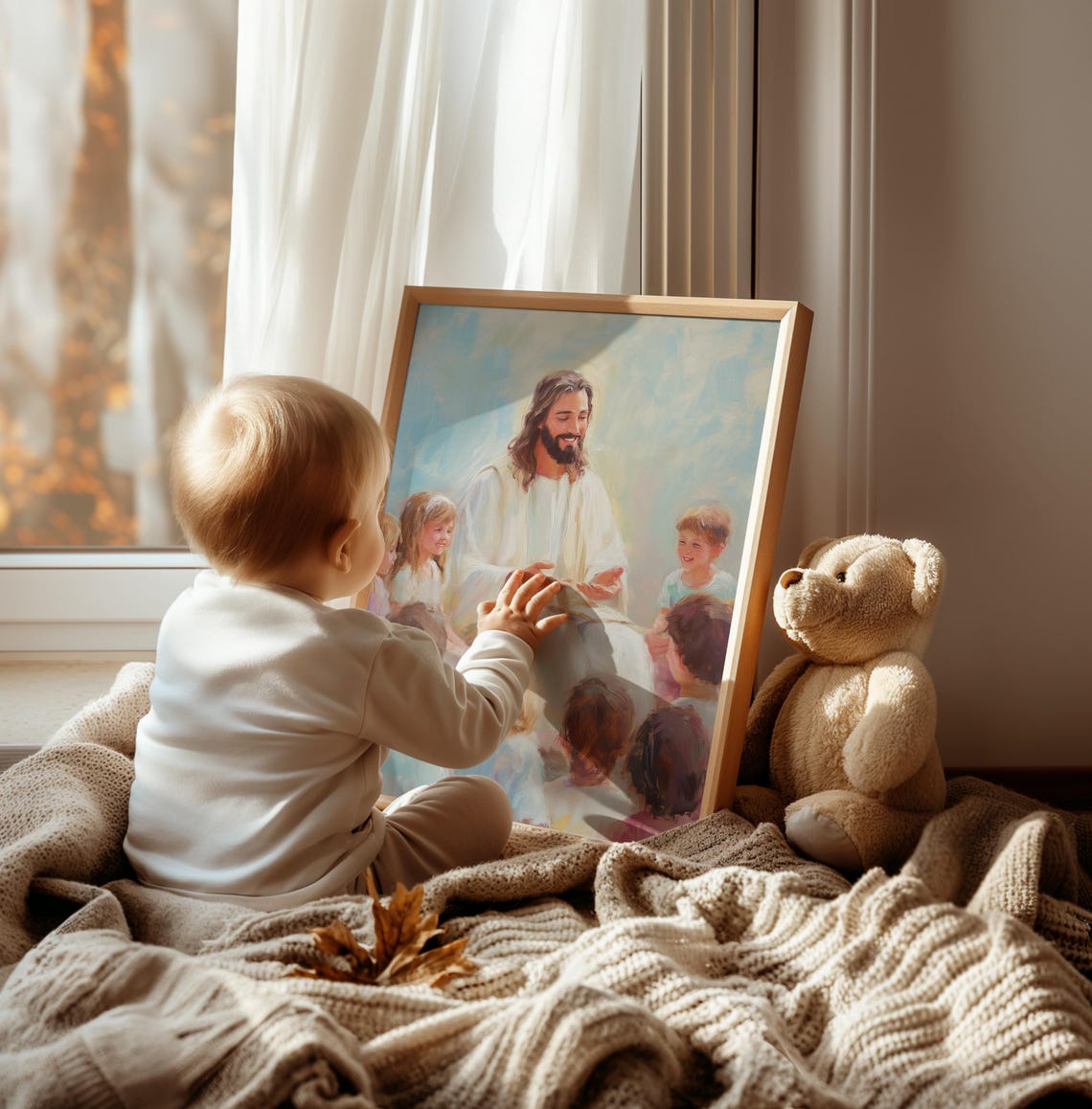 Jesus Teaching Children Kids Nursery Room Christian Faith Wall Poster - Image 2