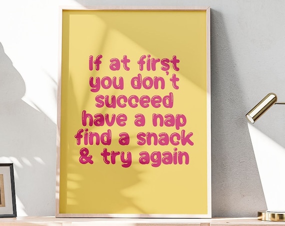 If at First You Don't Succeed Have a Nap Funny Quote Bedroom Poster