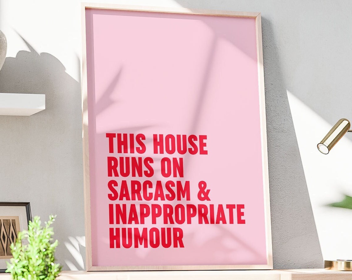 This House Runs On Sarcasm And Inappropriate Humour Pink Poster