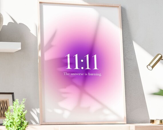 11:11 The Universe Is Listening Purple Aura Manifestation Poster
