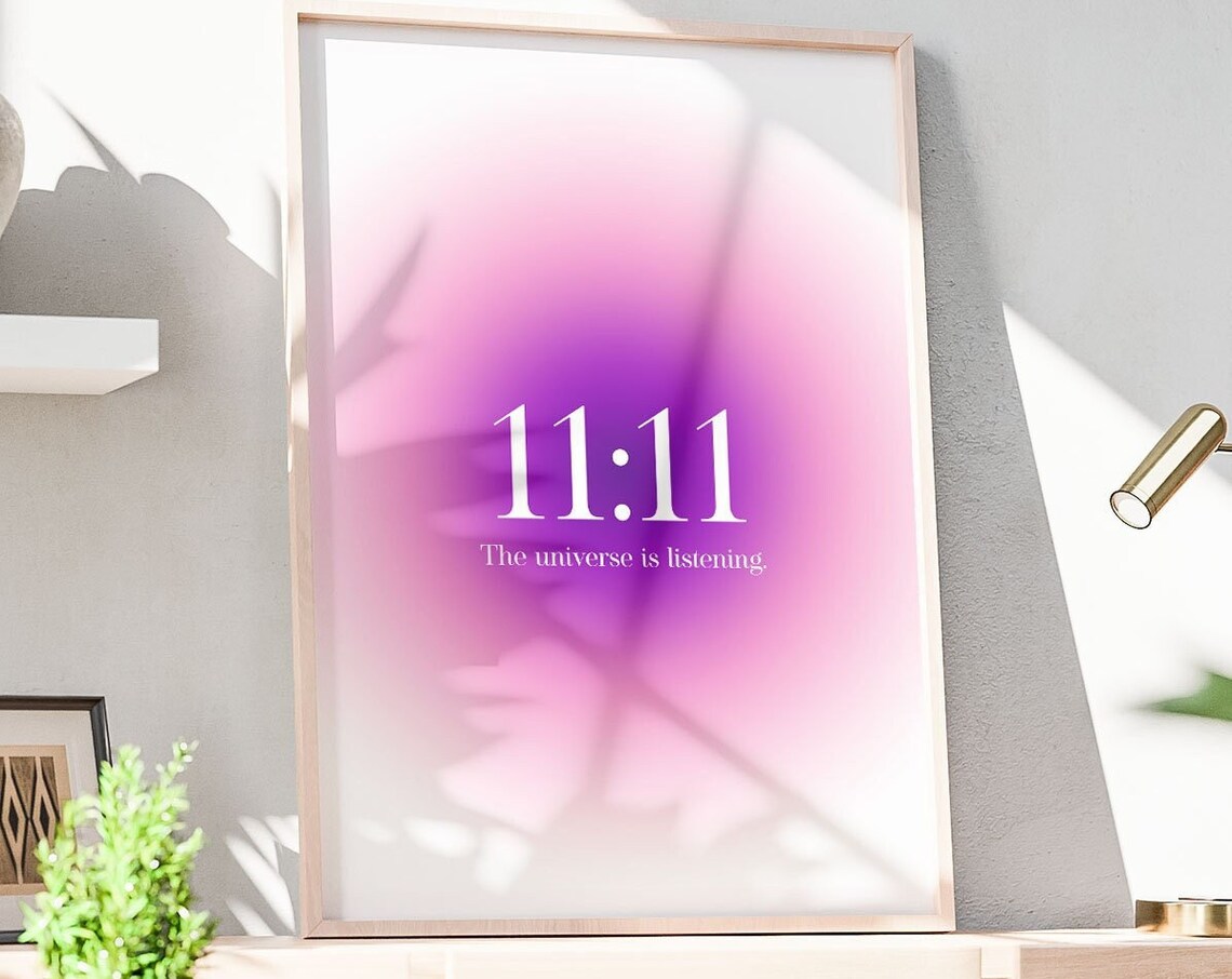 11:11 The Universe Is Listening Purple Aura Manifestation Poster