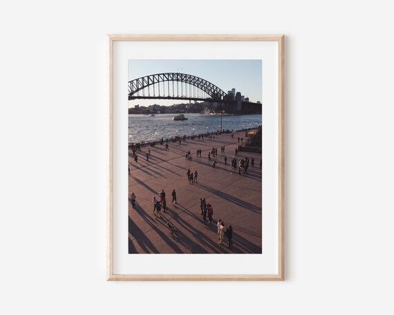 Sydney Harbour Sunset Cityscape With Bridge View Australia Travel Wall Art Print