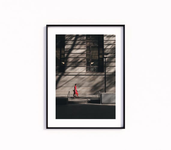 Sydney Street Photography Print Woman In Red Dress Minimalist Urban Art
