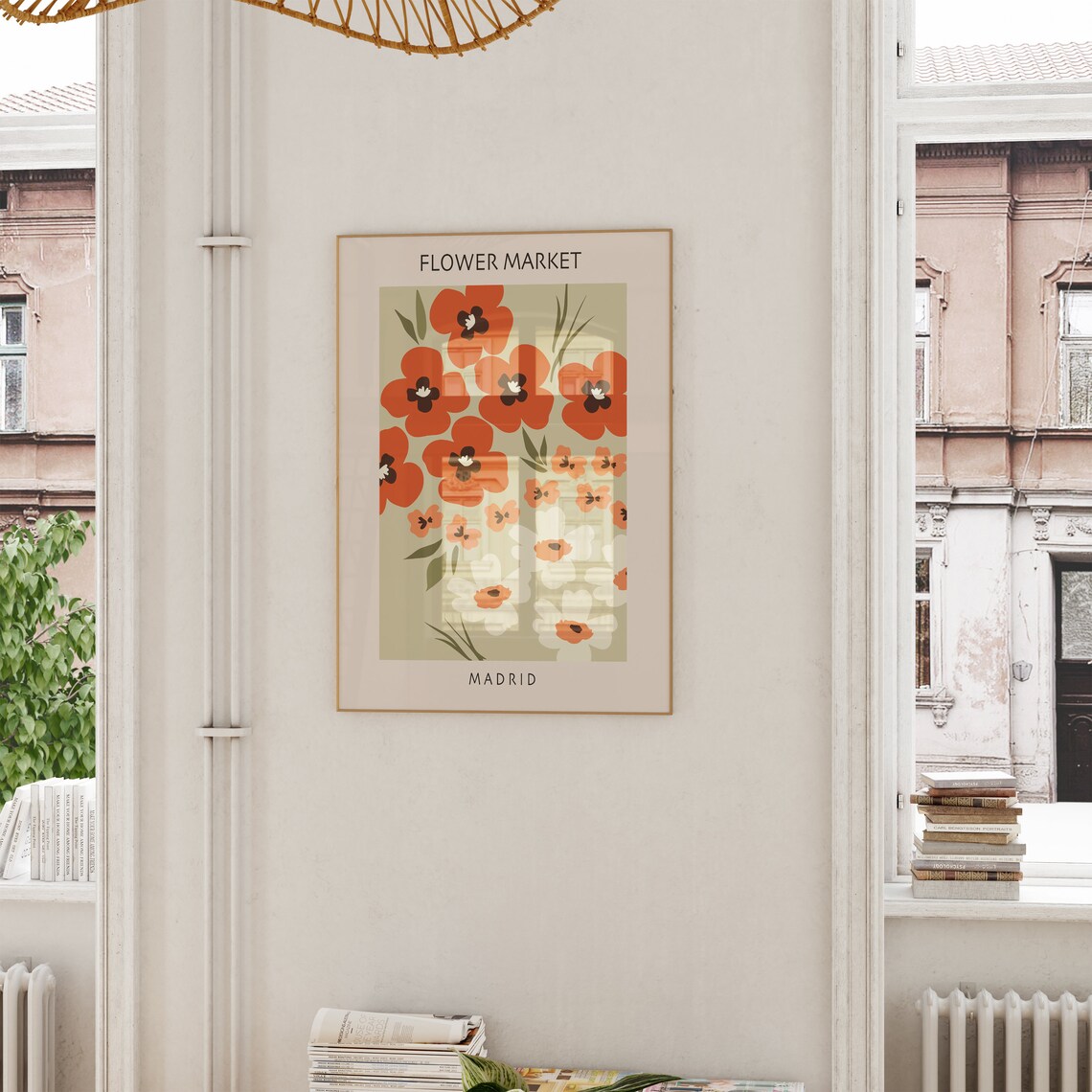 Madrid Spain Flower Market Red Poppies Botanical Decor Art Print - Image 5