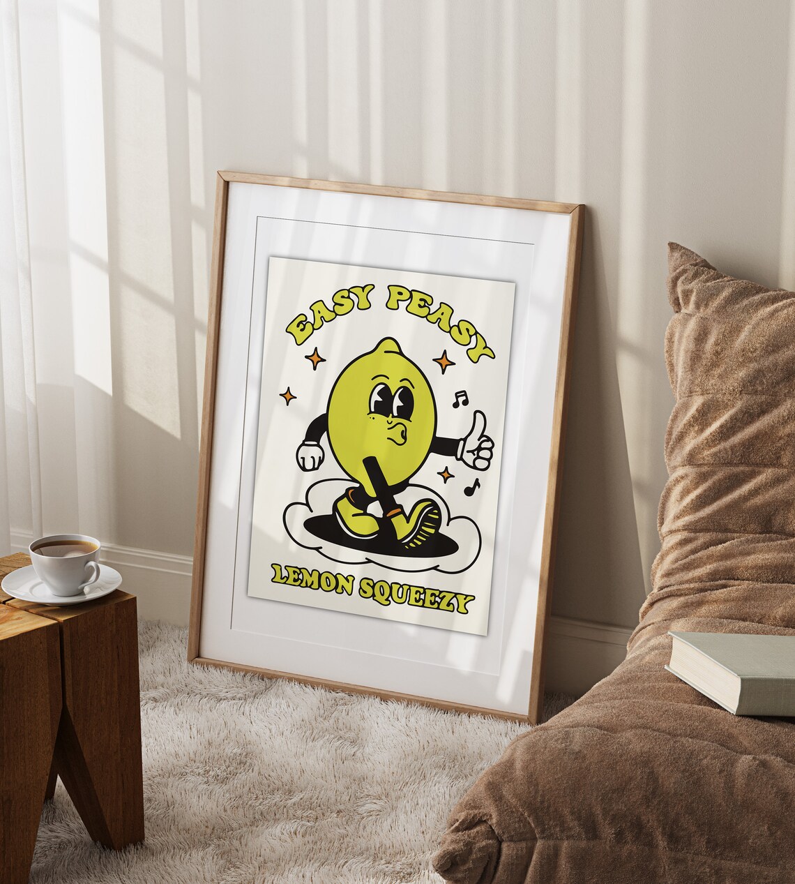 Easy Peasy Lemon Squeezy Retro Mascot Food Quote Poster for Kitchen - Image 2