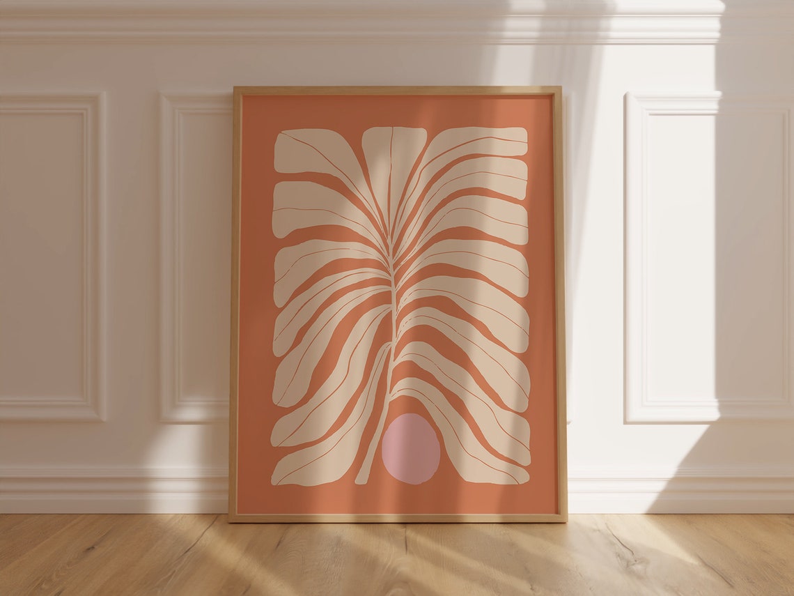 Matisse Style Burnt Orange Botanical Leaf Fronds Decorative Poster - Image 6