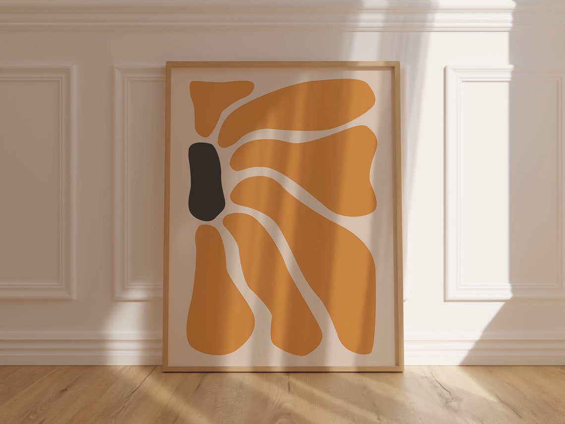 Burnt Orange Waves Abstract Modern Minimalist Decor Art Print - Image 4