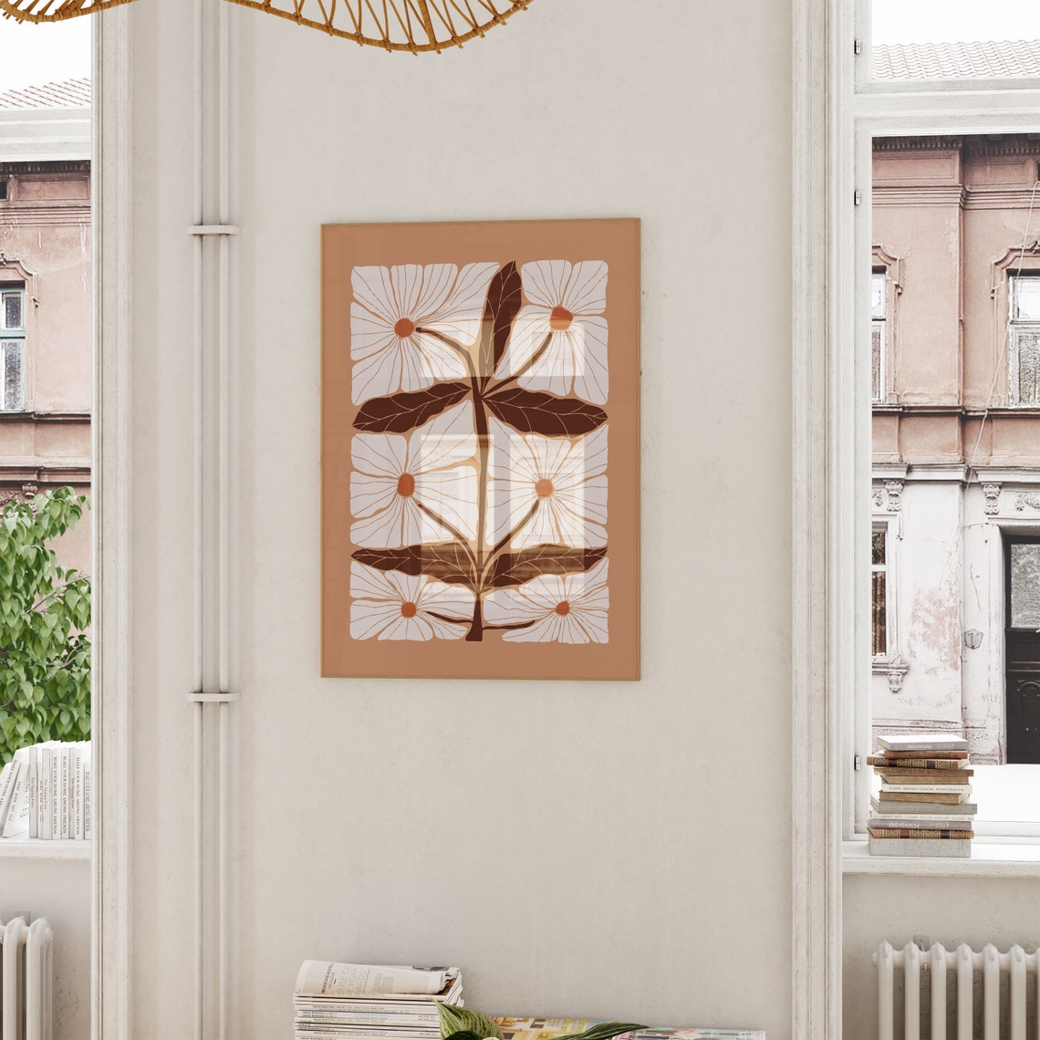 White Blossom Brown Foliage Botanical Minimalist Decor Art Print - Image 5