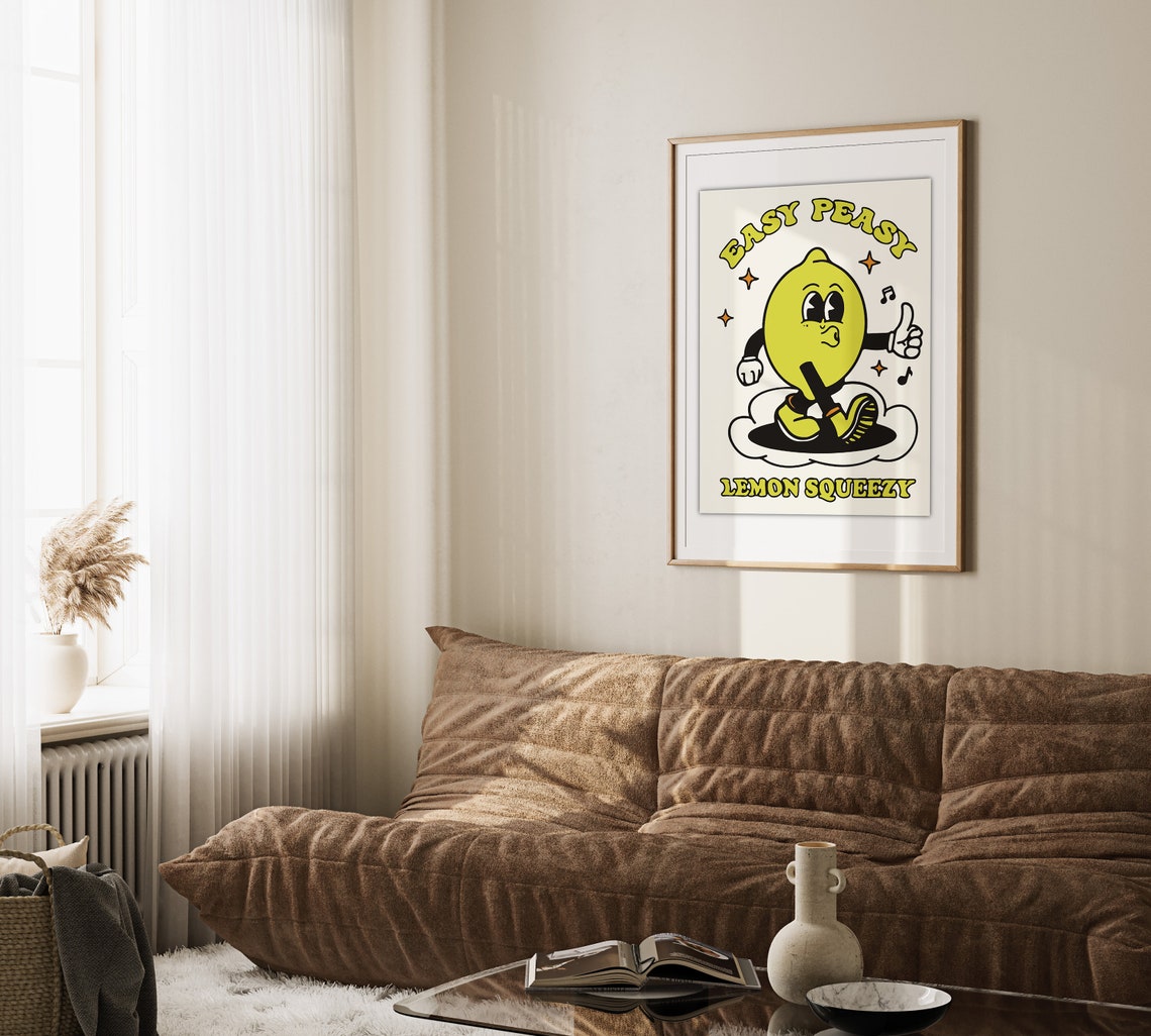 Easy Peasy Lemon Squeezy Retro Mascot Food Quote Poster for Kitchen - Image 3