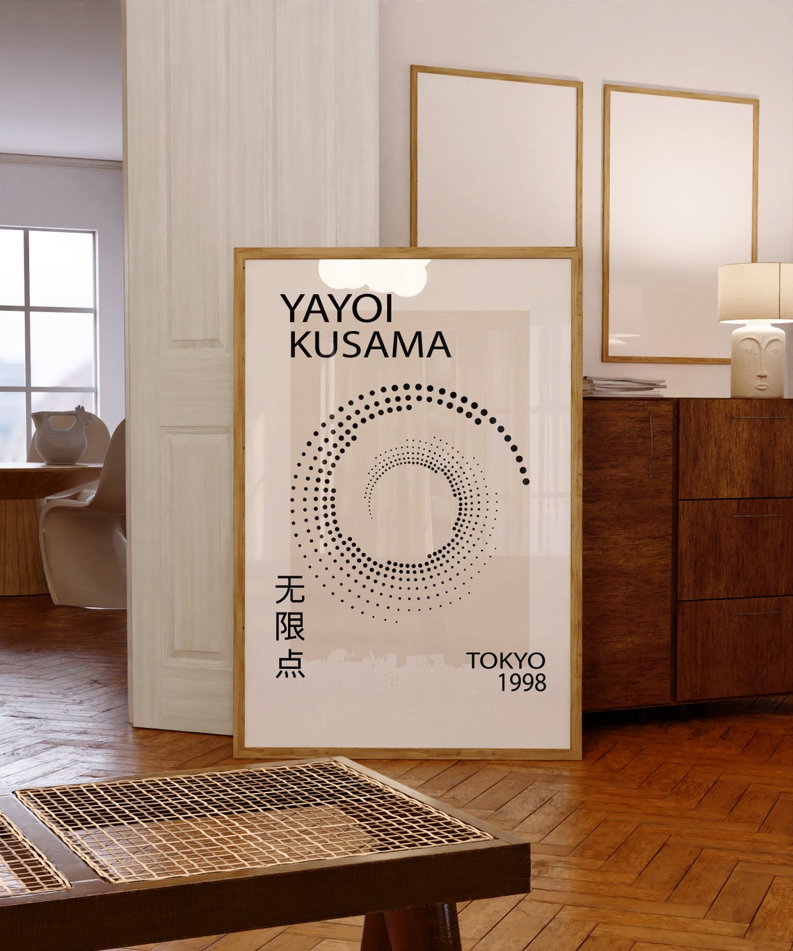 Yayoi Kusama Tokyo 1998 Infinity Dots Cream Minimalist Poster
