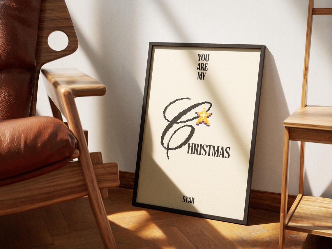 You Are My Christmas Star Pixel Script Holiday Love Quote Poster