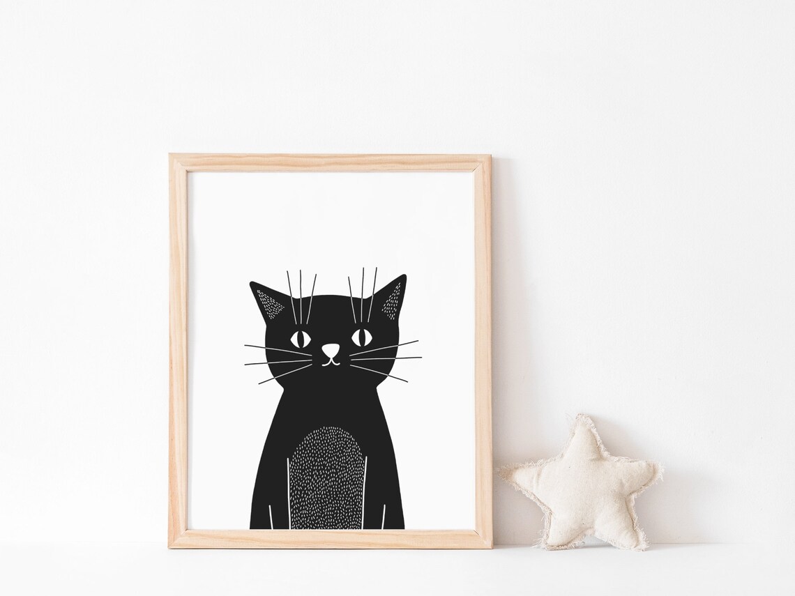 Baby Cat Minimalist Cat Print, Scandinavian Nursery Decor - Image 2
