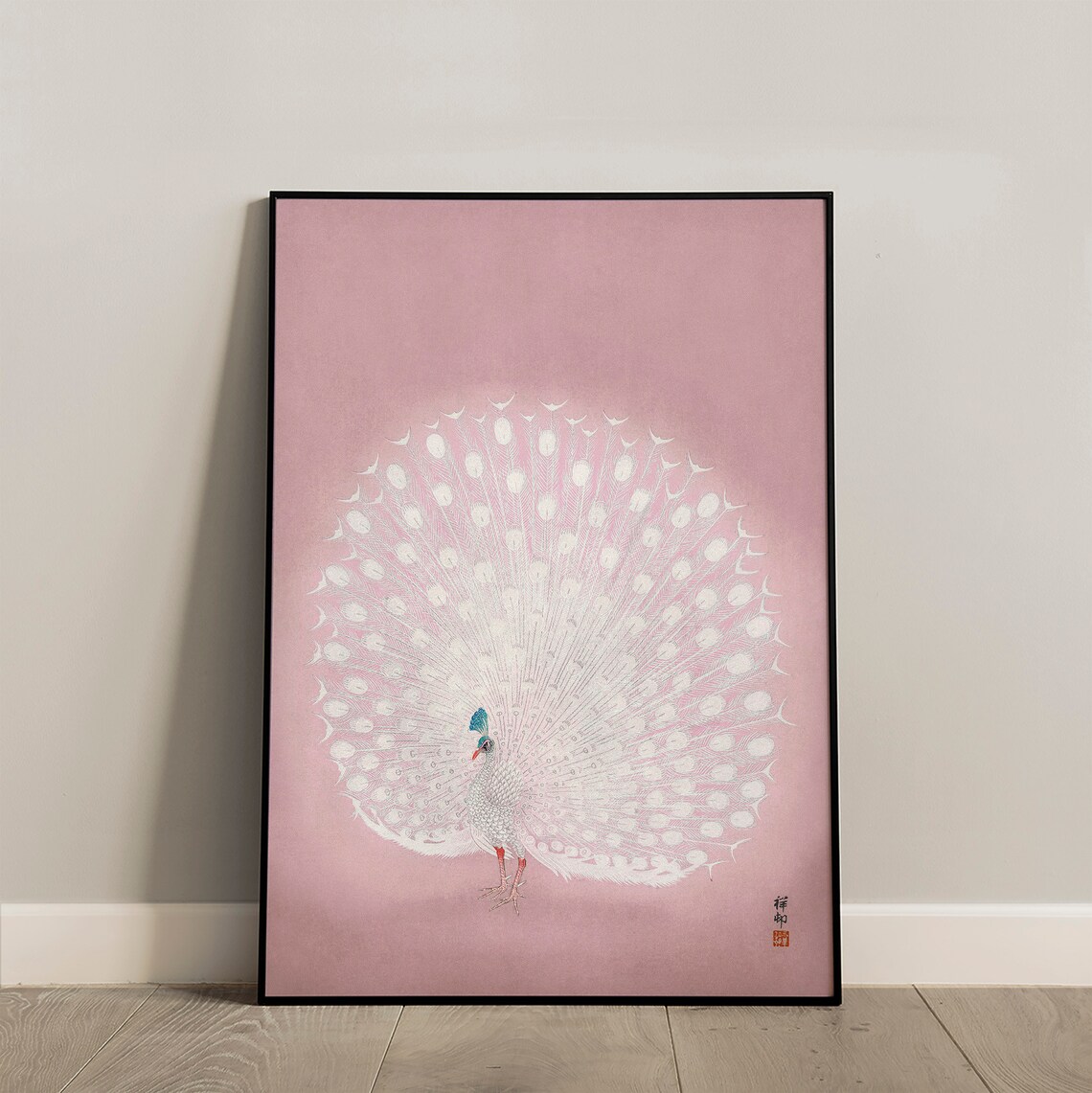 White Peacock Japanese Vintage Peacock Art Print