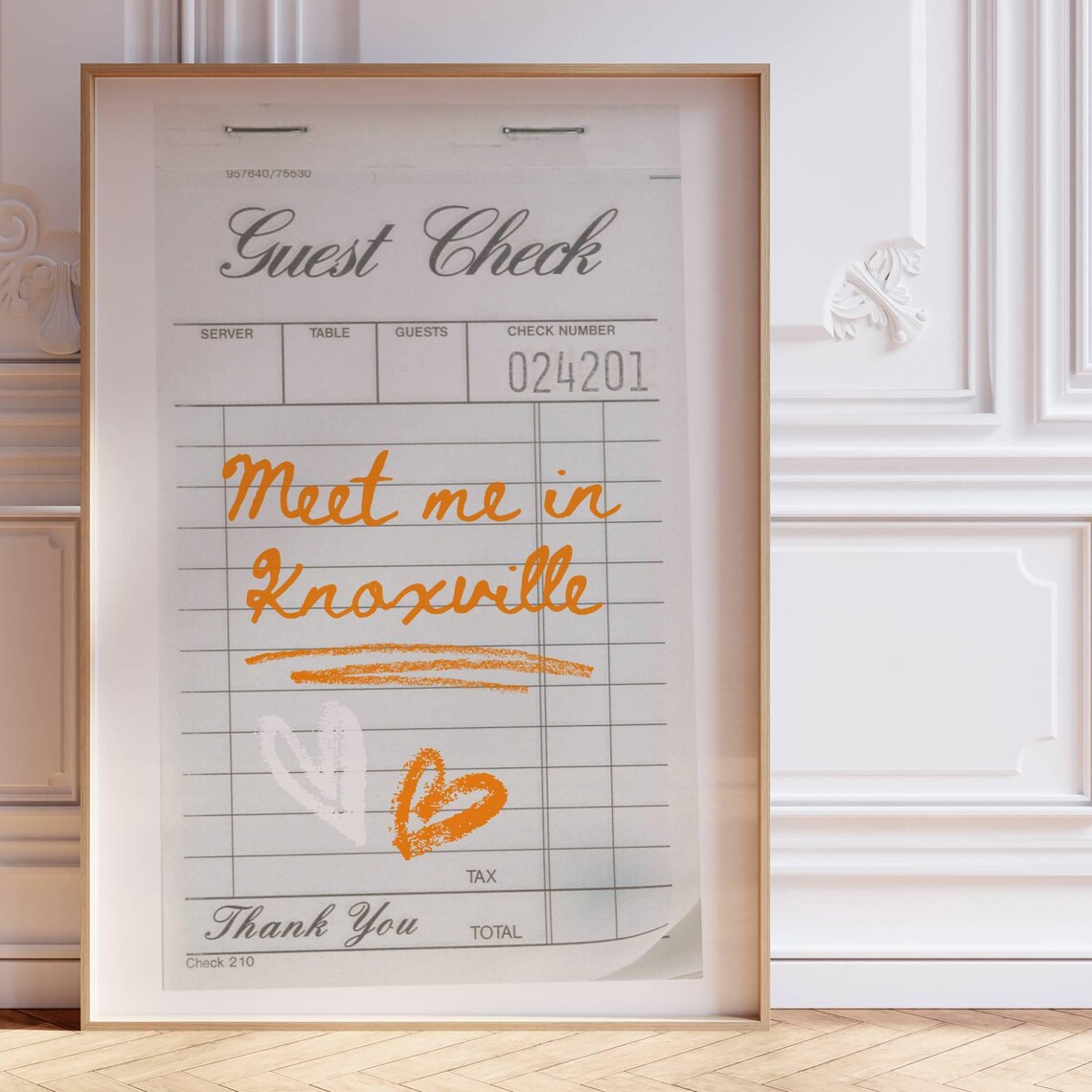Meet Me In Knoxville Guest Check Note Retro Orange College Dorm Poster