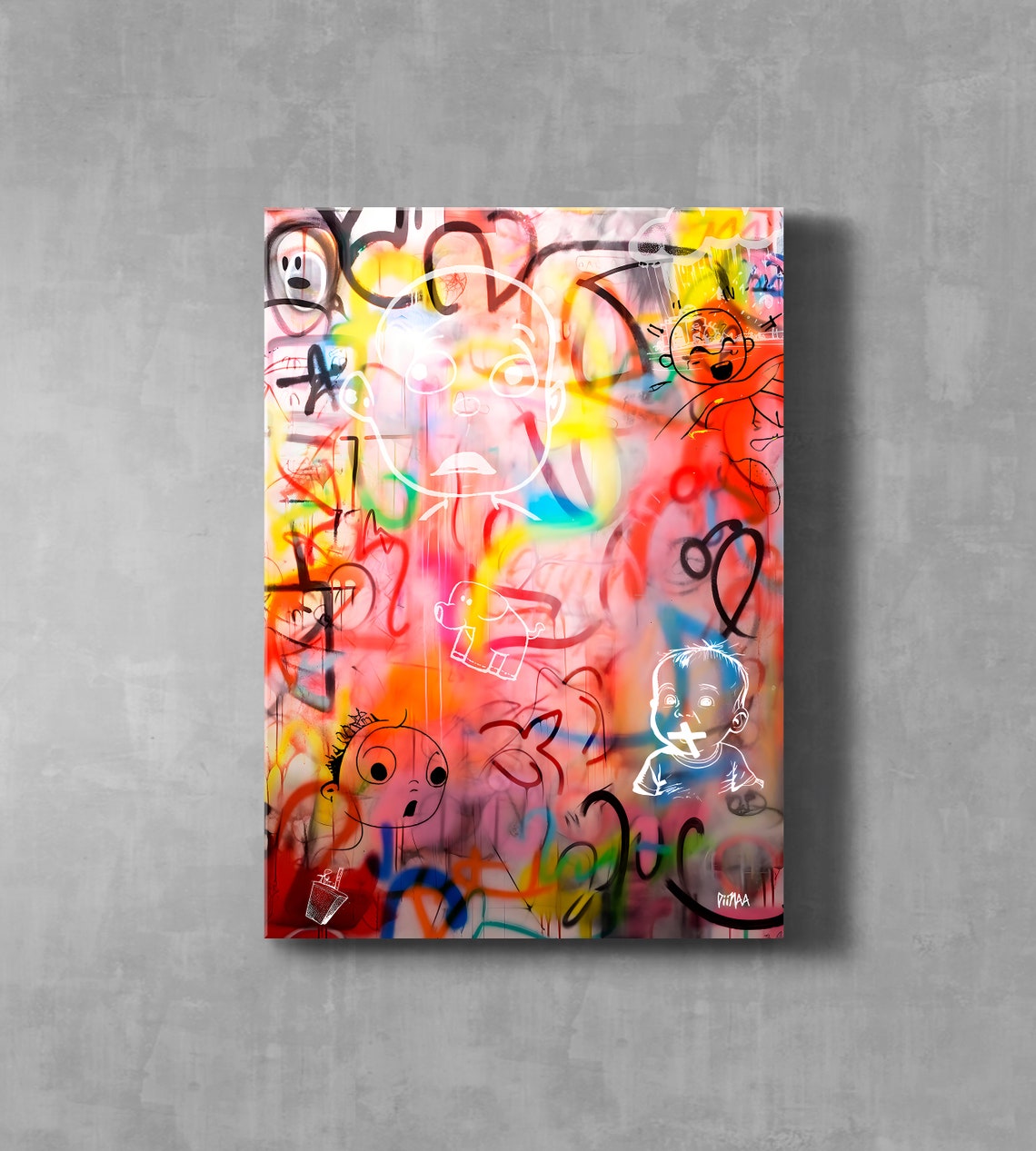 Graffiti Spray Paint Baby Faces Street Art Pink Yellow Pop Art Poster