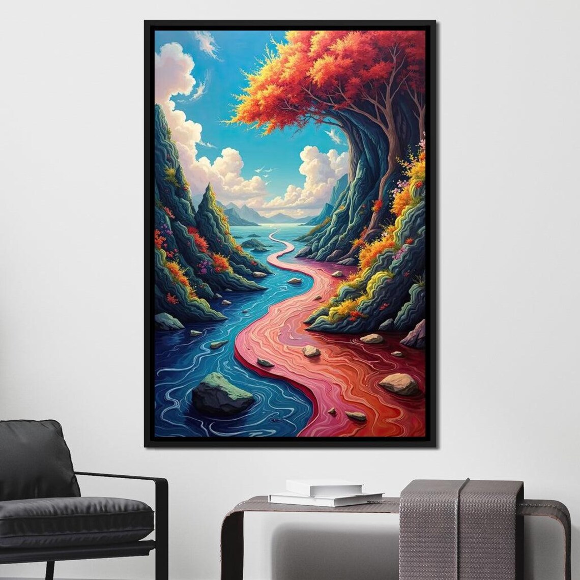 Radiant Forest And Flowing River Cole Williams Vibrant Home Decor Nature Scene Serene Wall Art By Nichecanvas - Image 3