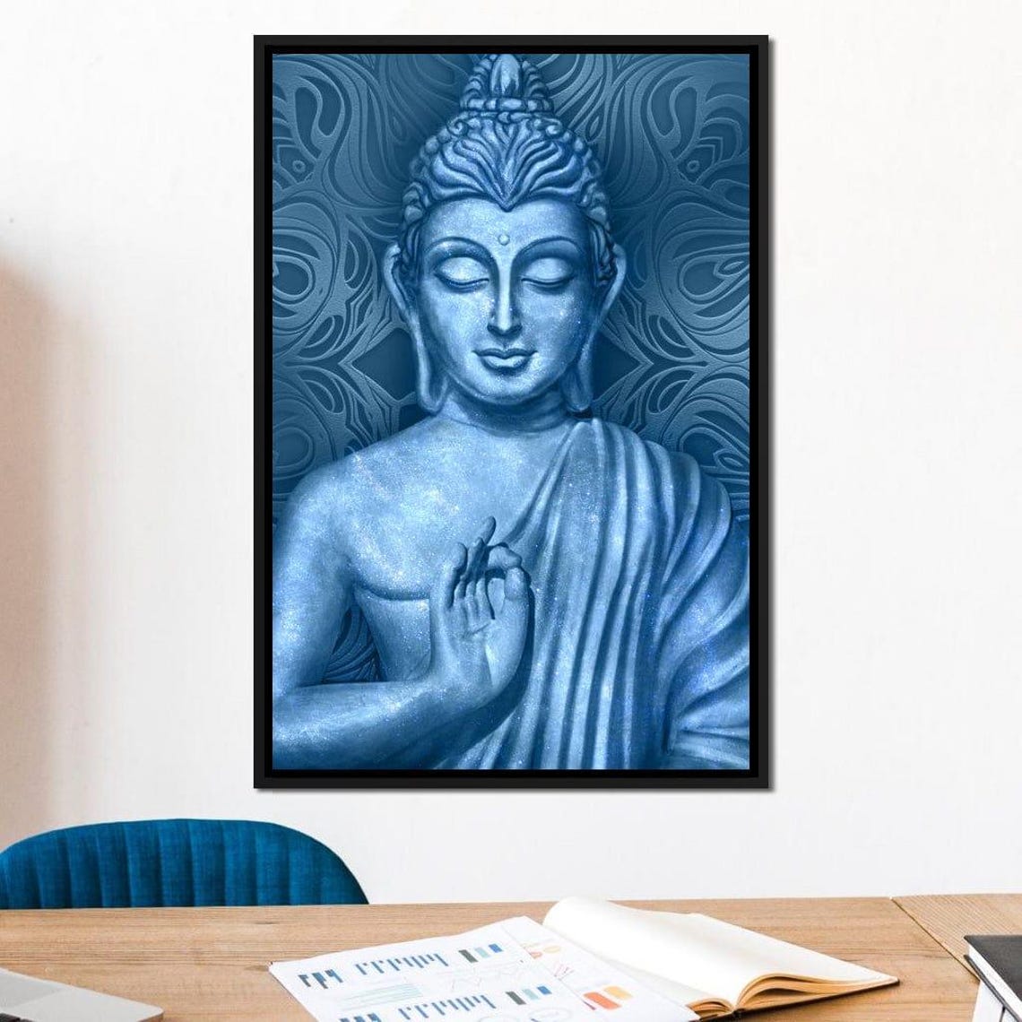 Blue Buddha Serene Meditation Spiritual Zen Mindfulness Wall Art Print - Image 2