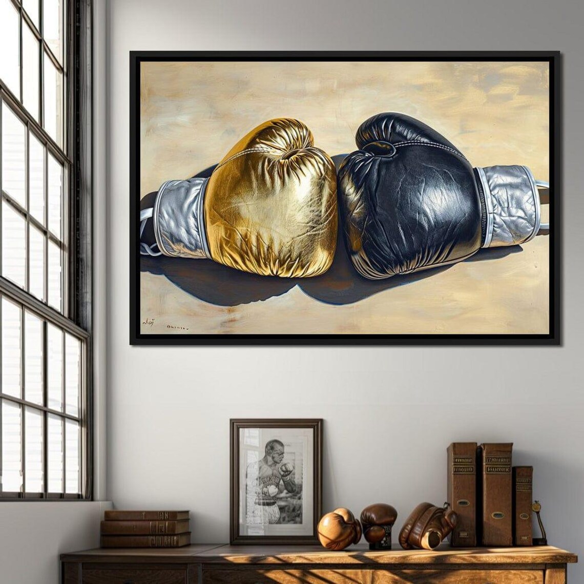 Golden Black Boxing Gloves Powerful Pair Sports Athletic Painting Art Poster - Image 4