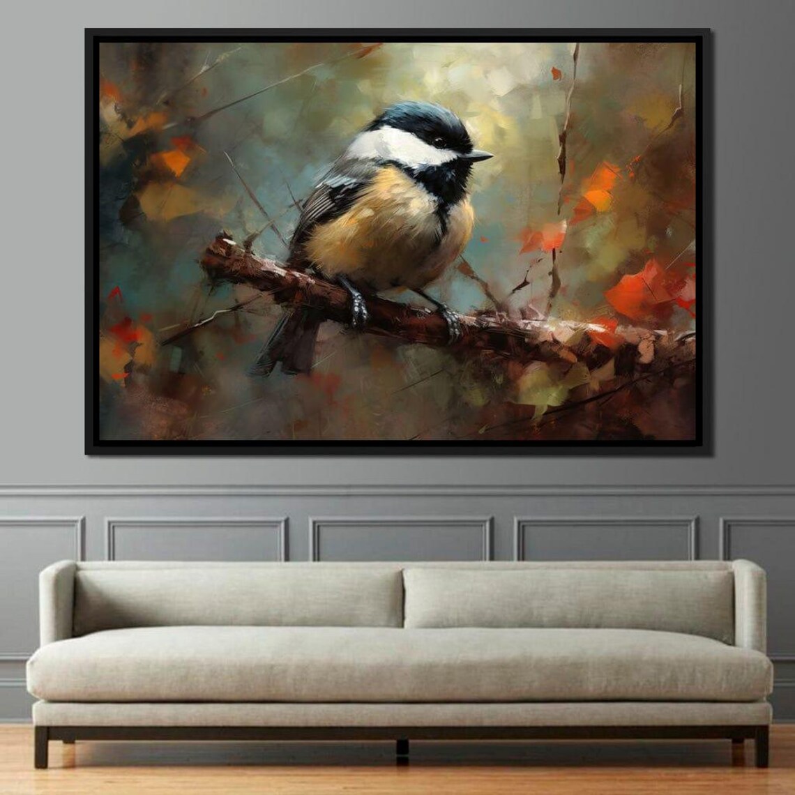 Black-Capped Chickadee Nature Painting Art Print