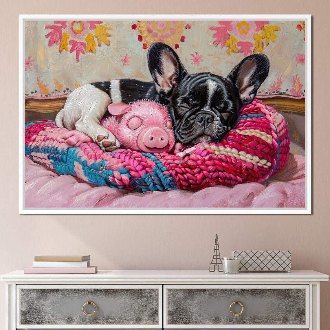 Slumbering Pup And Piglet Cute Animal Art Cozy Home Decor Dog And Piglet Print Nursery Wall Art Sweet Companions By Nichecanvas - Image 4