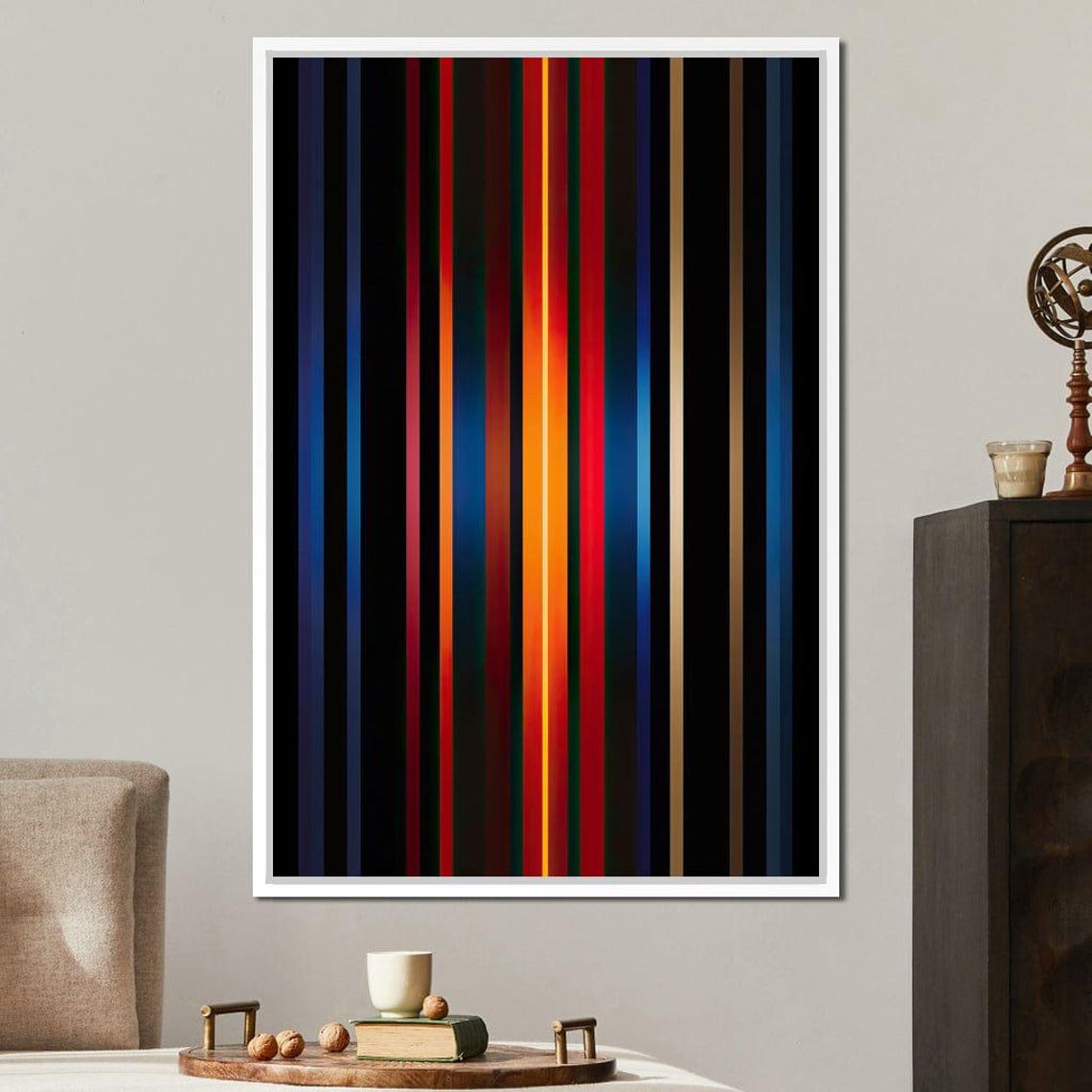Midnight Magenta Rainbow Colorful Abstract Art Modern Decor Bold Wall Art Vertical Stripes Print By Nichecanvas - Image 4