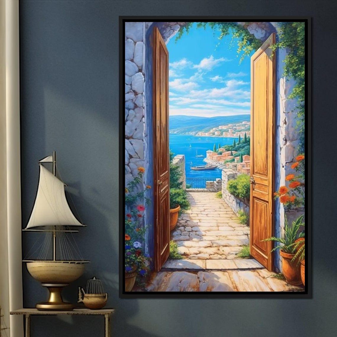 Open Door To Mediterranean Coast Stone Arch Sea View Travel Poster - Image 4