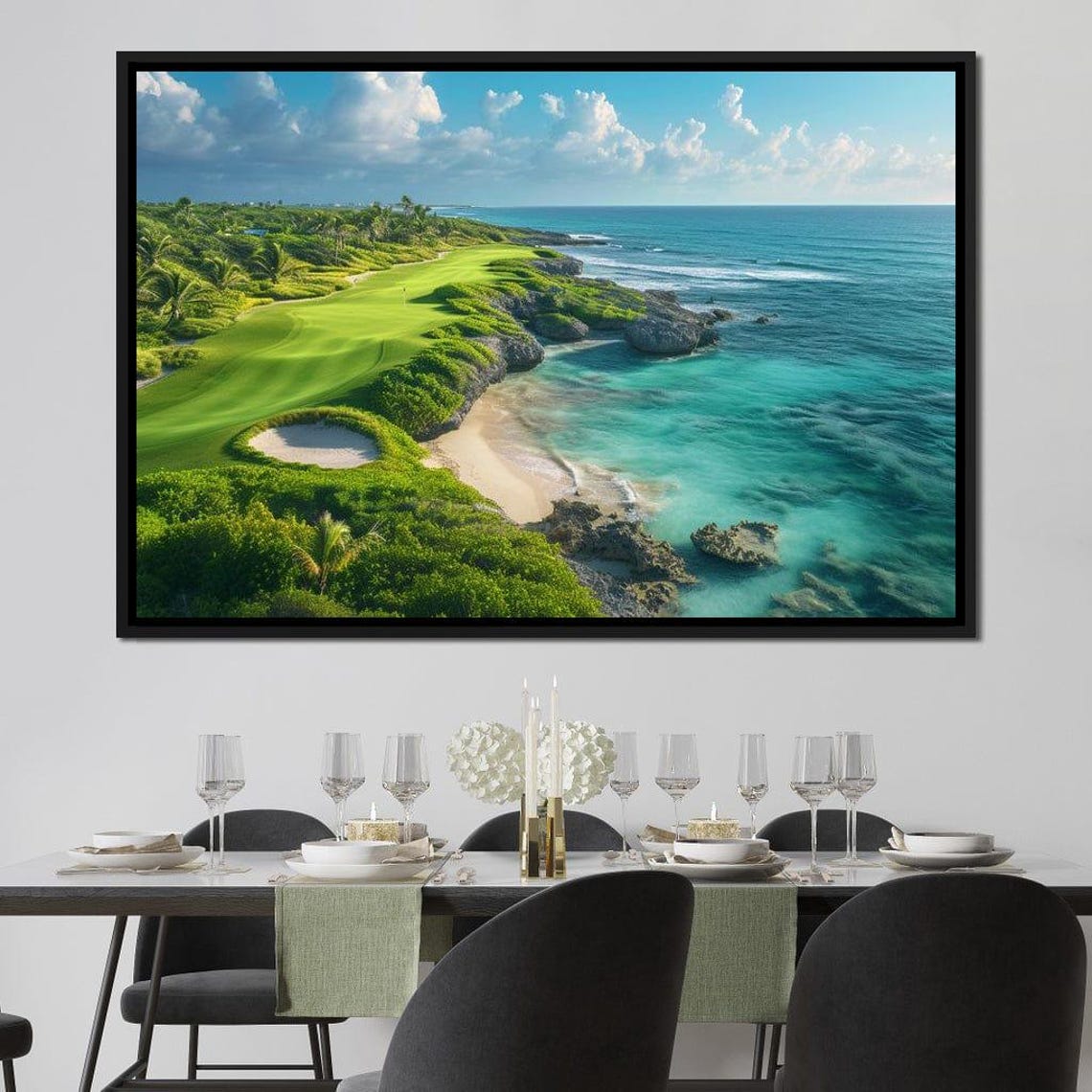 Tropical Golf Course Ocean View Emerald Fairway Coastal Poster - Image 4