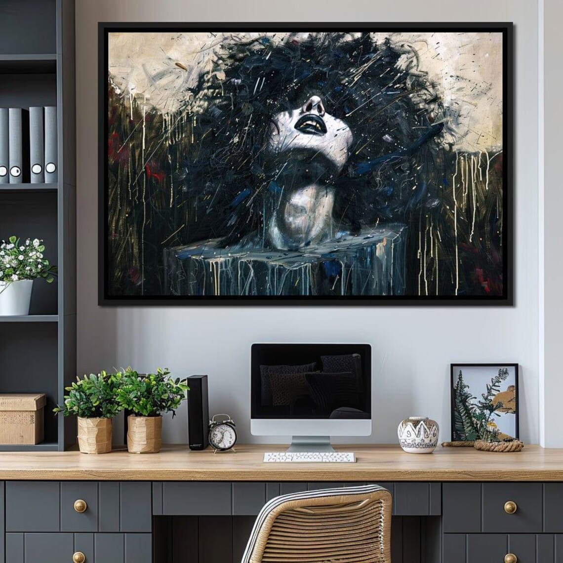 Expressive Woman Portrait Black Grey Abstract Painted Dark Dramatic Poster - Image 4