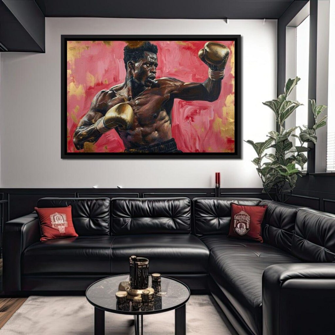 Fighter Boxer Gold Gloves Powerful Punch Dramatic Sports Wall Art Poster - Image 3