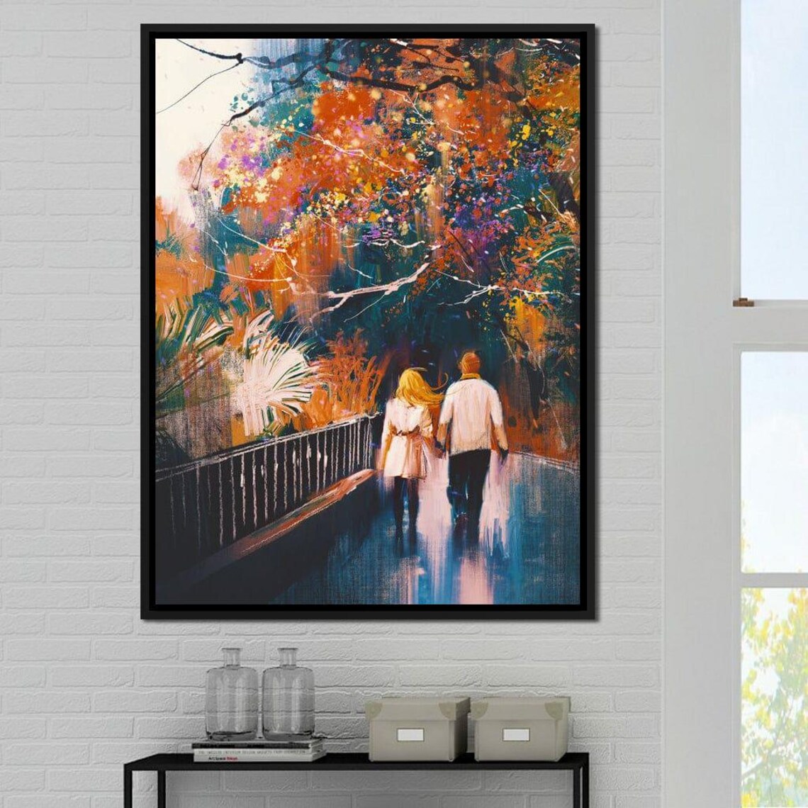 Holding Hands In The Park - Romantic Art Print